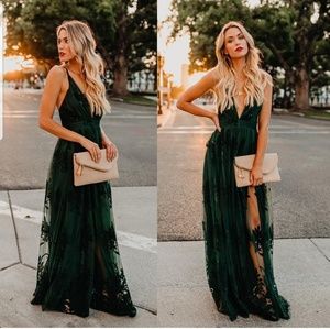 Hunter green maxi dress